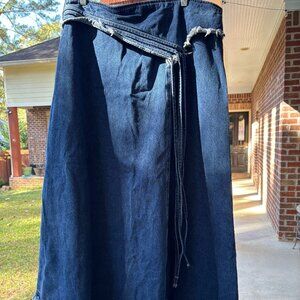 Raw Hem Denim Maxi Skirt by Lioness Size XL